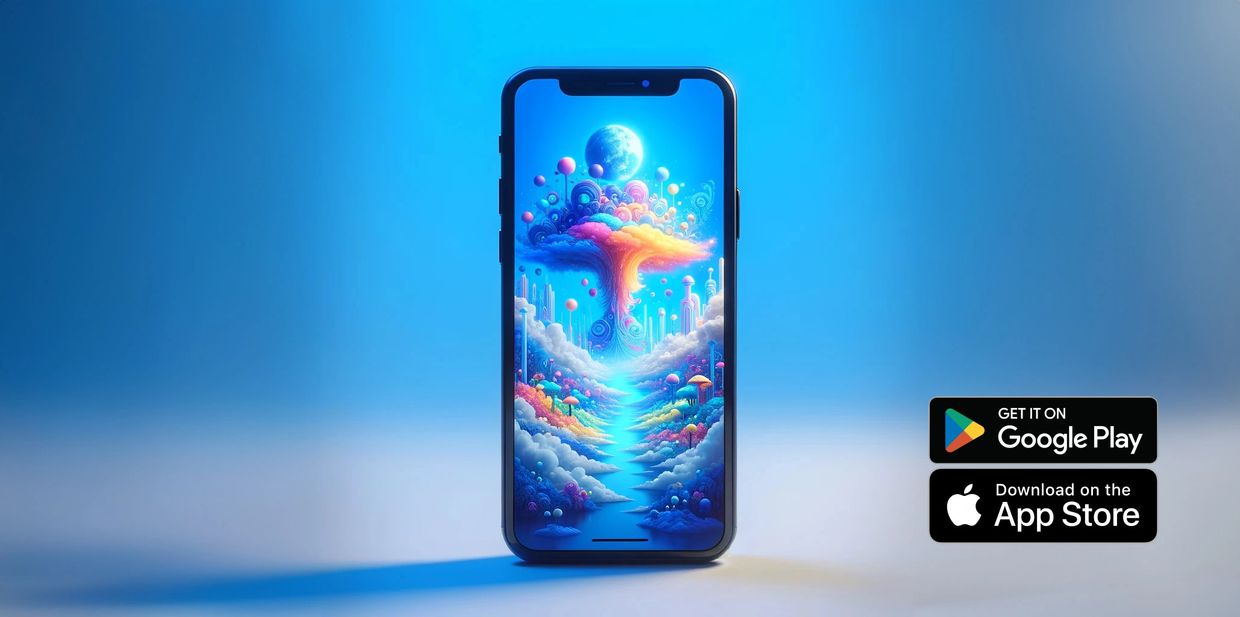 SagaSwipe app showing colorful audio adventure on mobile screen